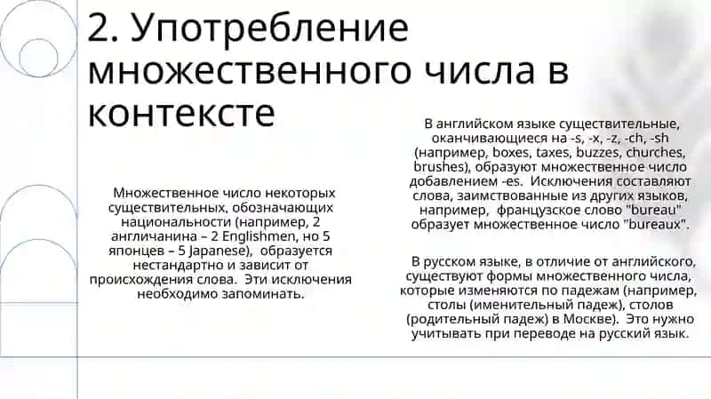 Множественное число имен существительных 4