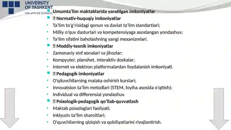 Umumta'lim maktablarida yaratilgan imkoniyatlar va ehtiyojlar 4