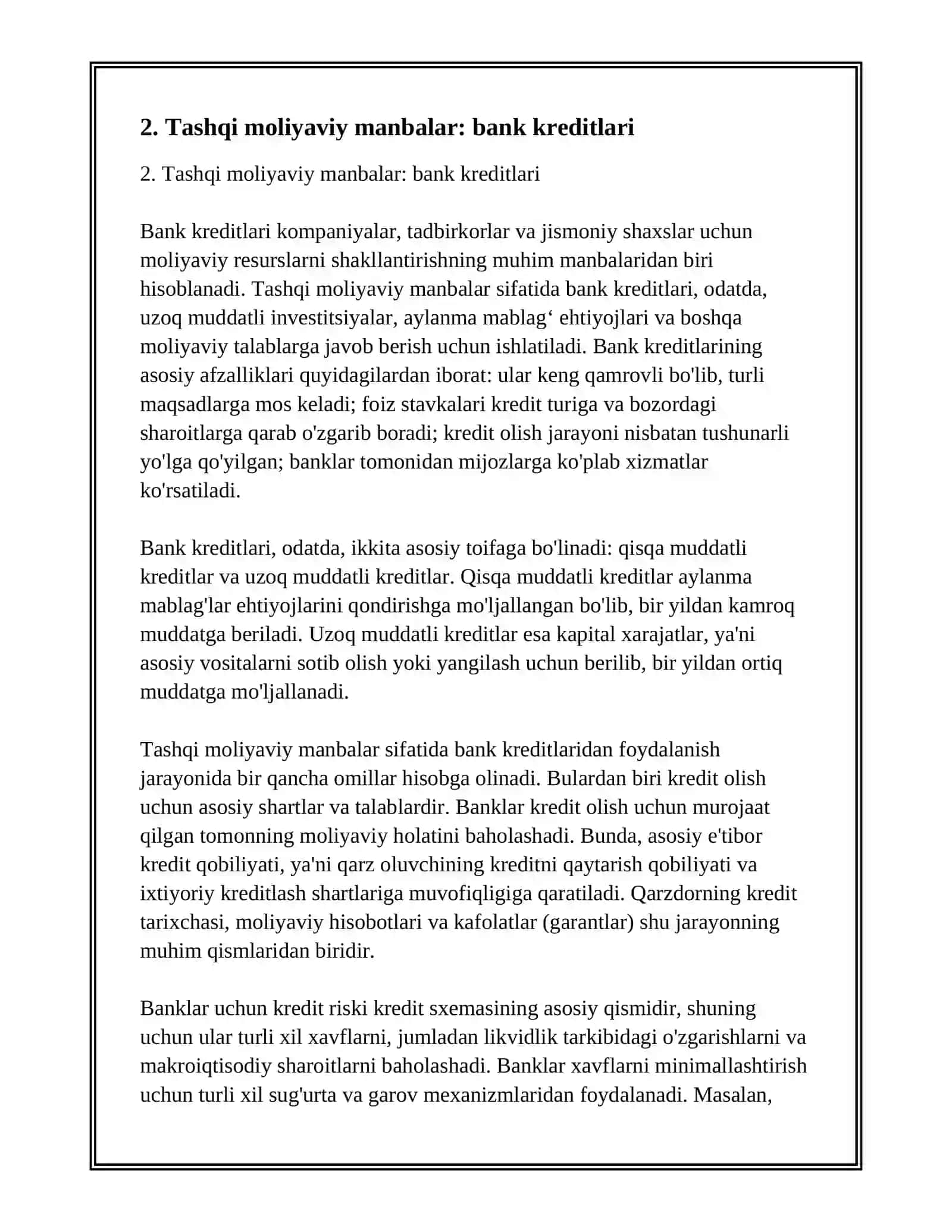 MOLIYAVIY RESURUSLARNI SHAKLLANTIRISH MANBALARI 4