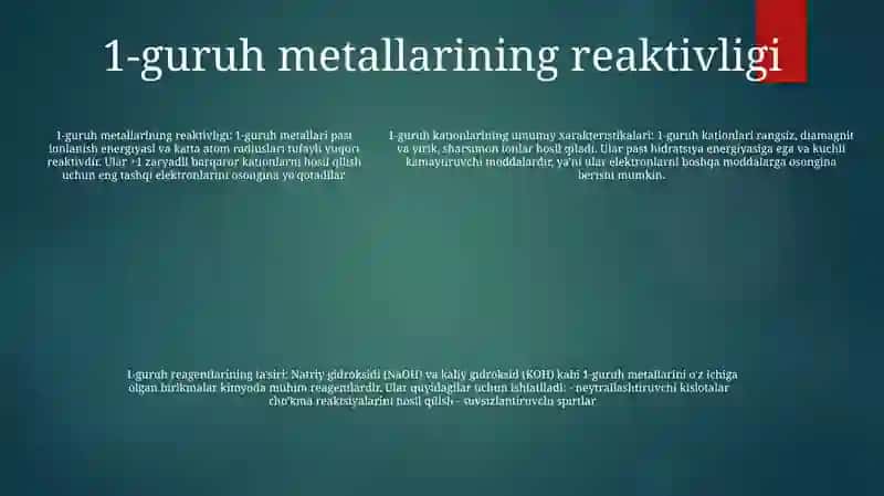 Guruh Kationlarining Umumiy Tavsifi Va Guruh Reagentining Ta'Siri 4