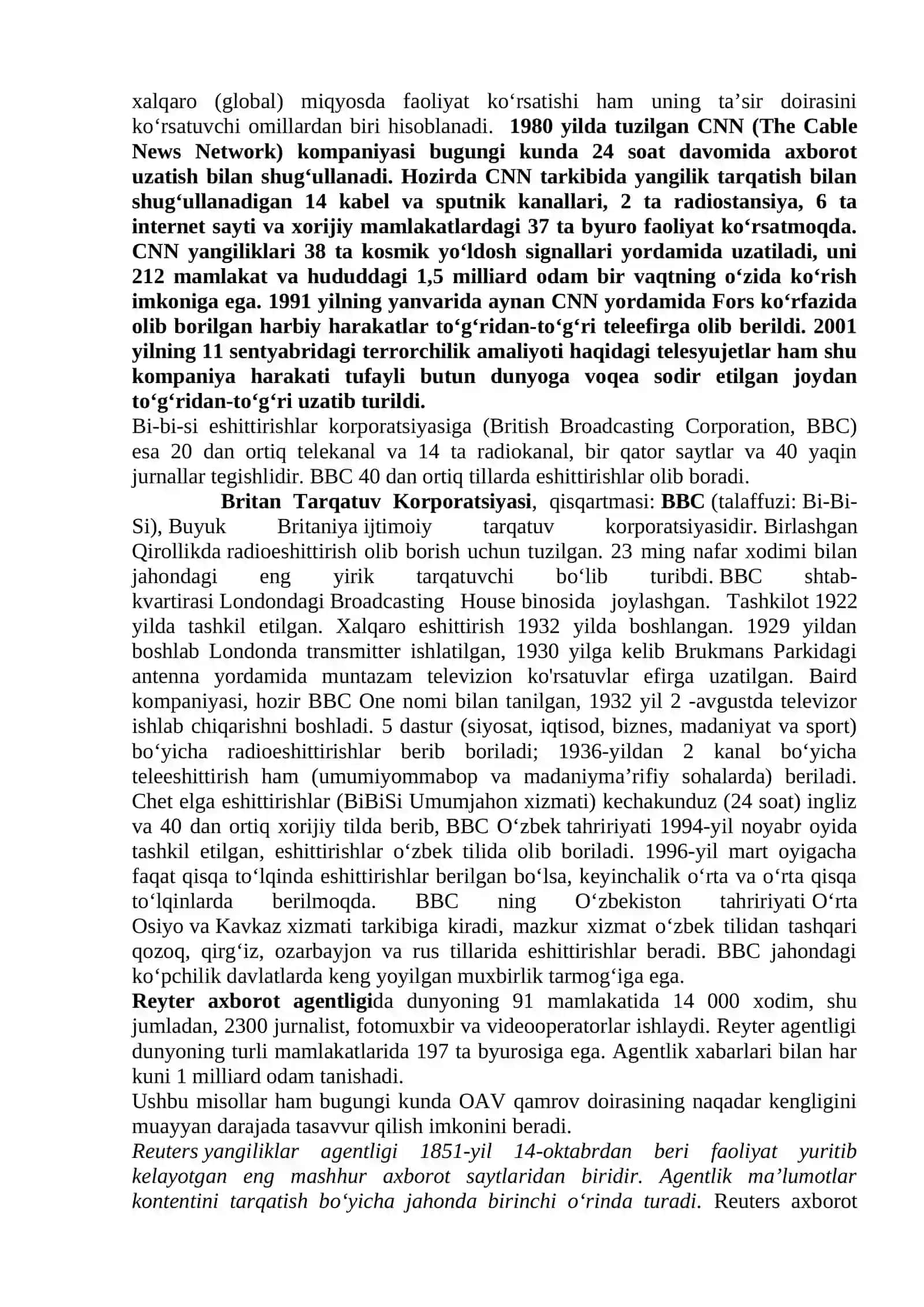 XORIJIY OMMAVIY AXBOROT VOSITALARINI MEDIA MAKONDAGI O`RNI 4