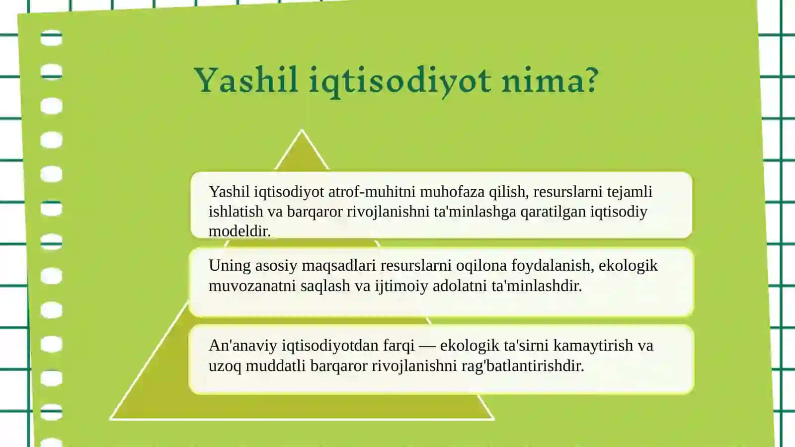 Yashil iqtisodiyotning qisqacha mazmuni va asosiy tushunchalar 4