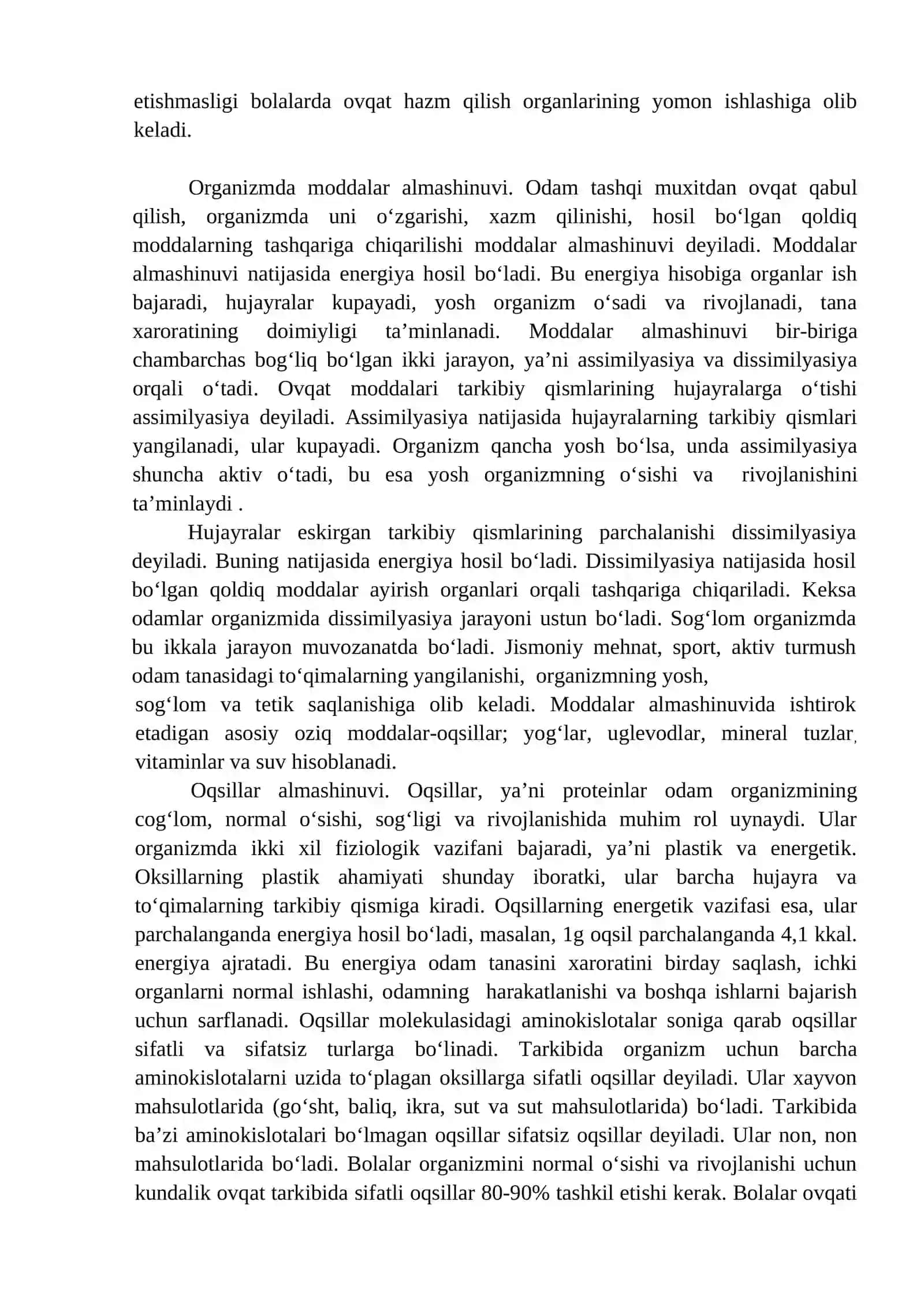 OVQAT HAZM QILISH TIZIMINING YOSH XUSUSIYATLARI VA OVQATLANISH GIGIENASI 4