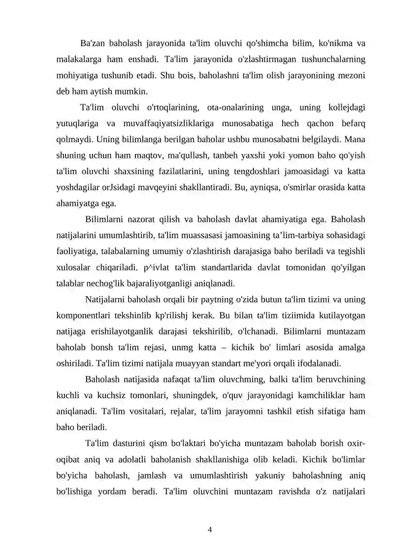 O’quvchilarning bilimini nazorat qilish va baholashdavòyin mashqlar va masalalardan foydalanish 4