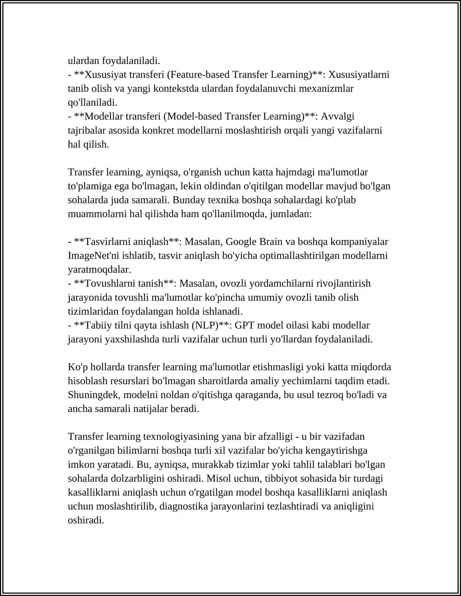 TRANSFER LEARNING AFZALLIKLARI 4