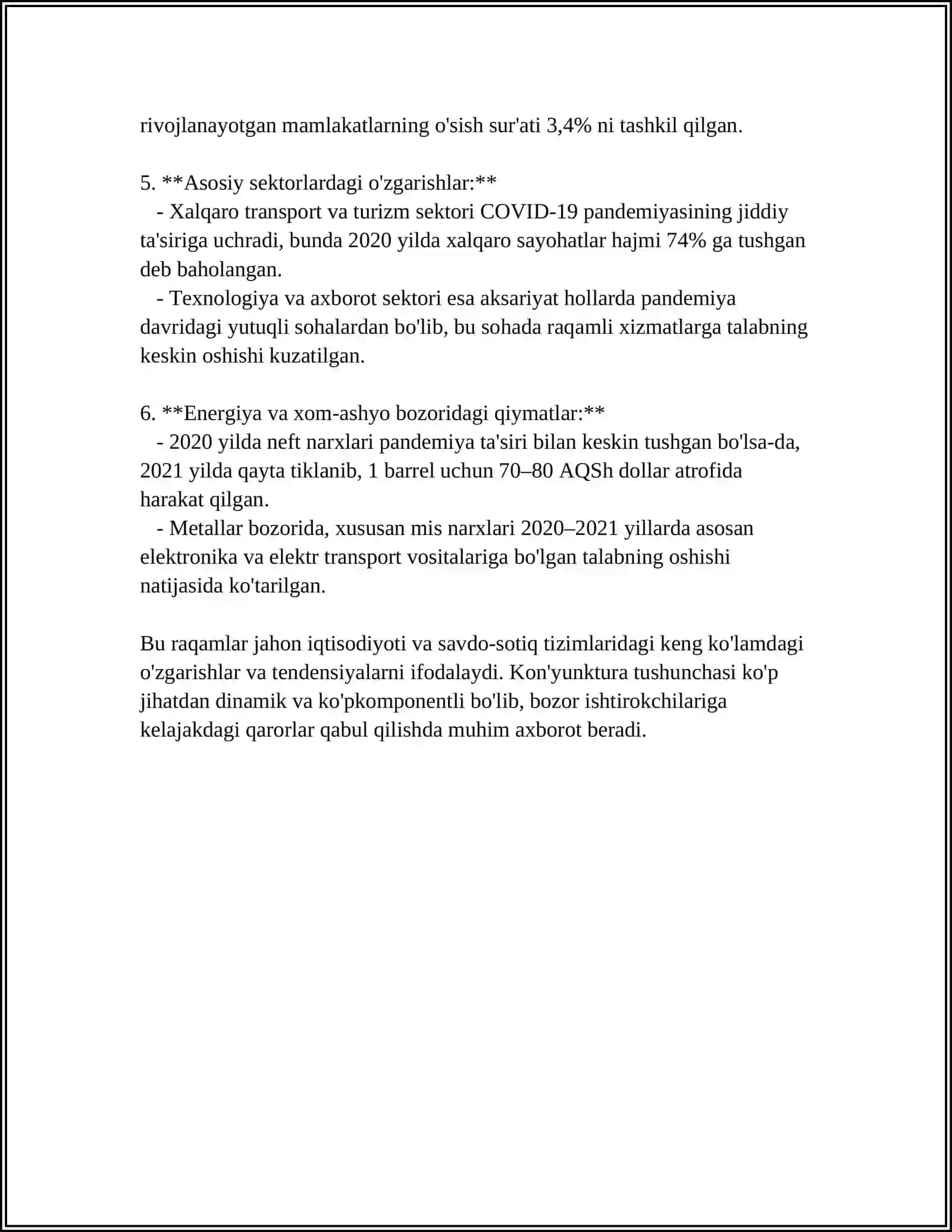 JAHON BOZORI KON' YUNKTURASI TAHLILINING MOHIYATI VA AHAMIYATI 4