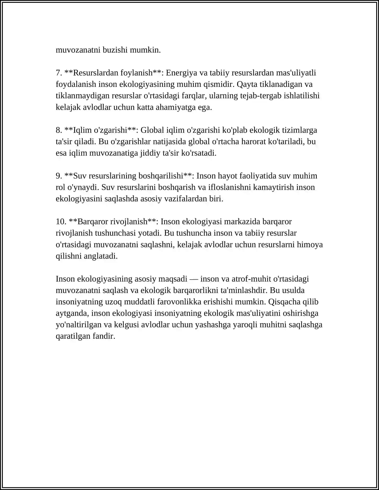 INSON EKOLOGIYASI, SUV QAYTA TIKLANADIGAN VA ZAHIRA QILINADIGAN MANBAALAR 4