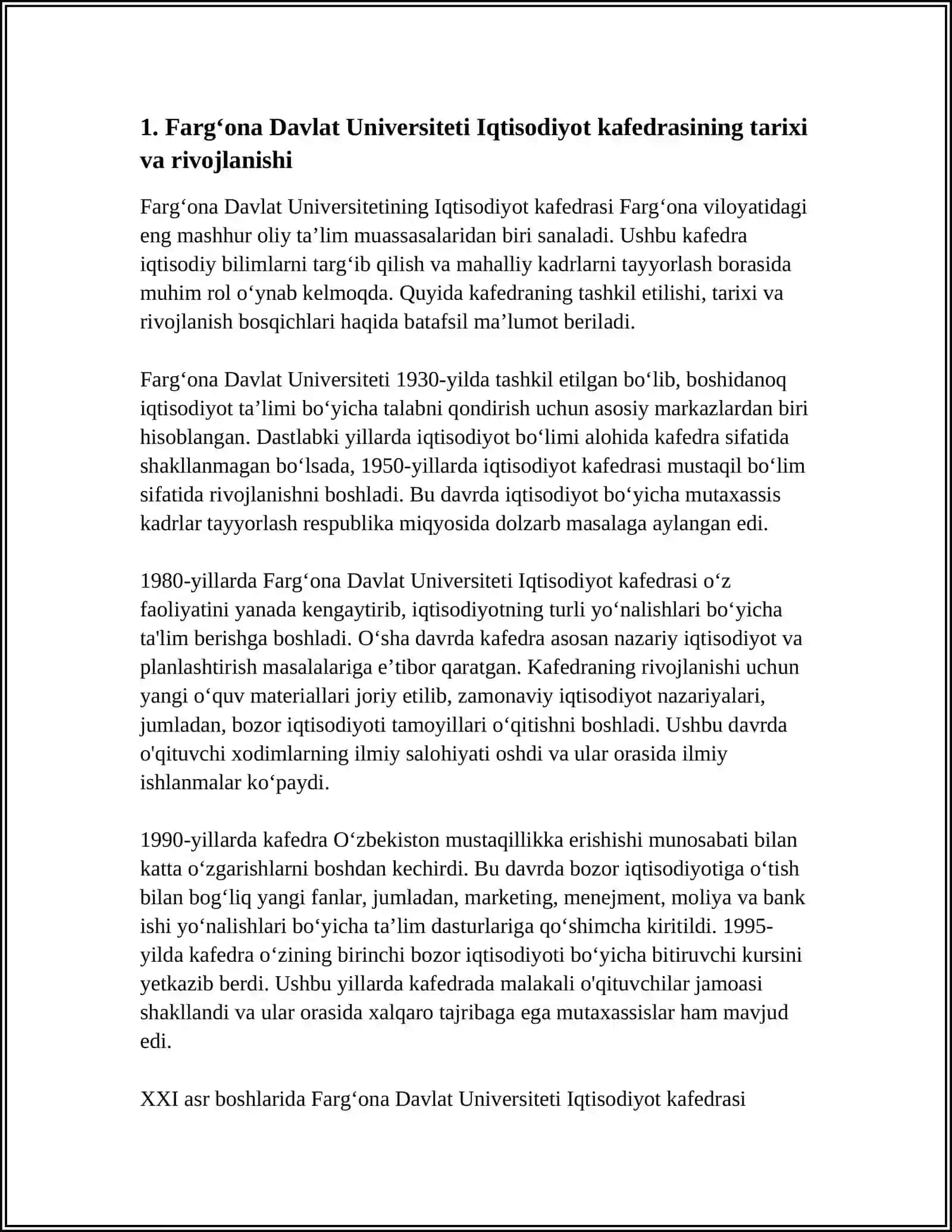 FARG‘ONA DAVLAT UNIVERSITETI IQTISODIYOT KAFEDRASI 4