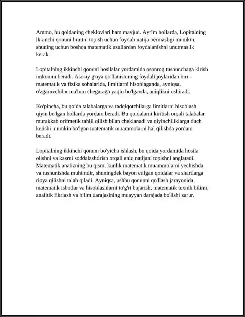 Lopitalning 2 Qonuni 4