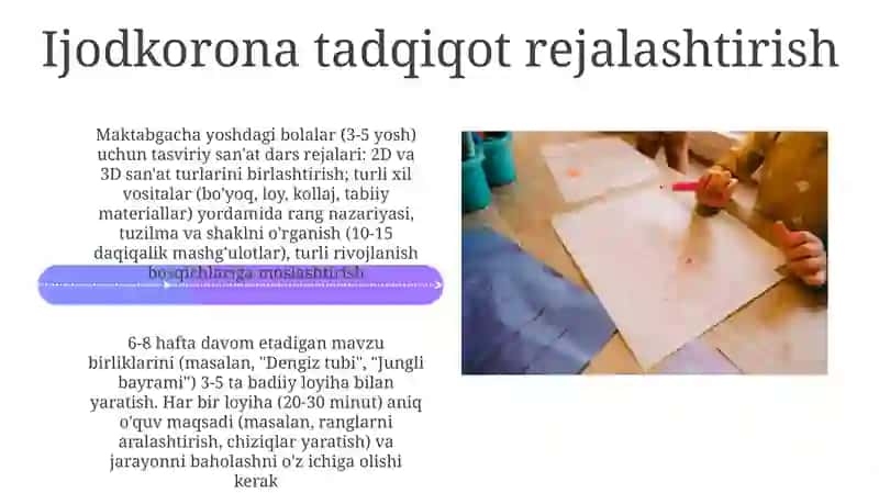 Maktabgacha taʼlim guruhida tasviriy faoliyat mashgʻulotlari konspektlari tuzish 4