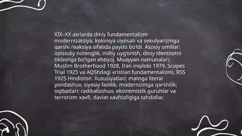 Diniy fanatizim ekstremizim fundamentalizim terrorizimning tarixi va ularning hozirgi davrda xavfsizlikka tahdidi 4