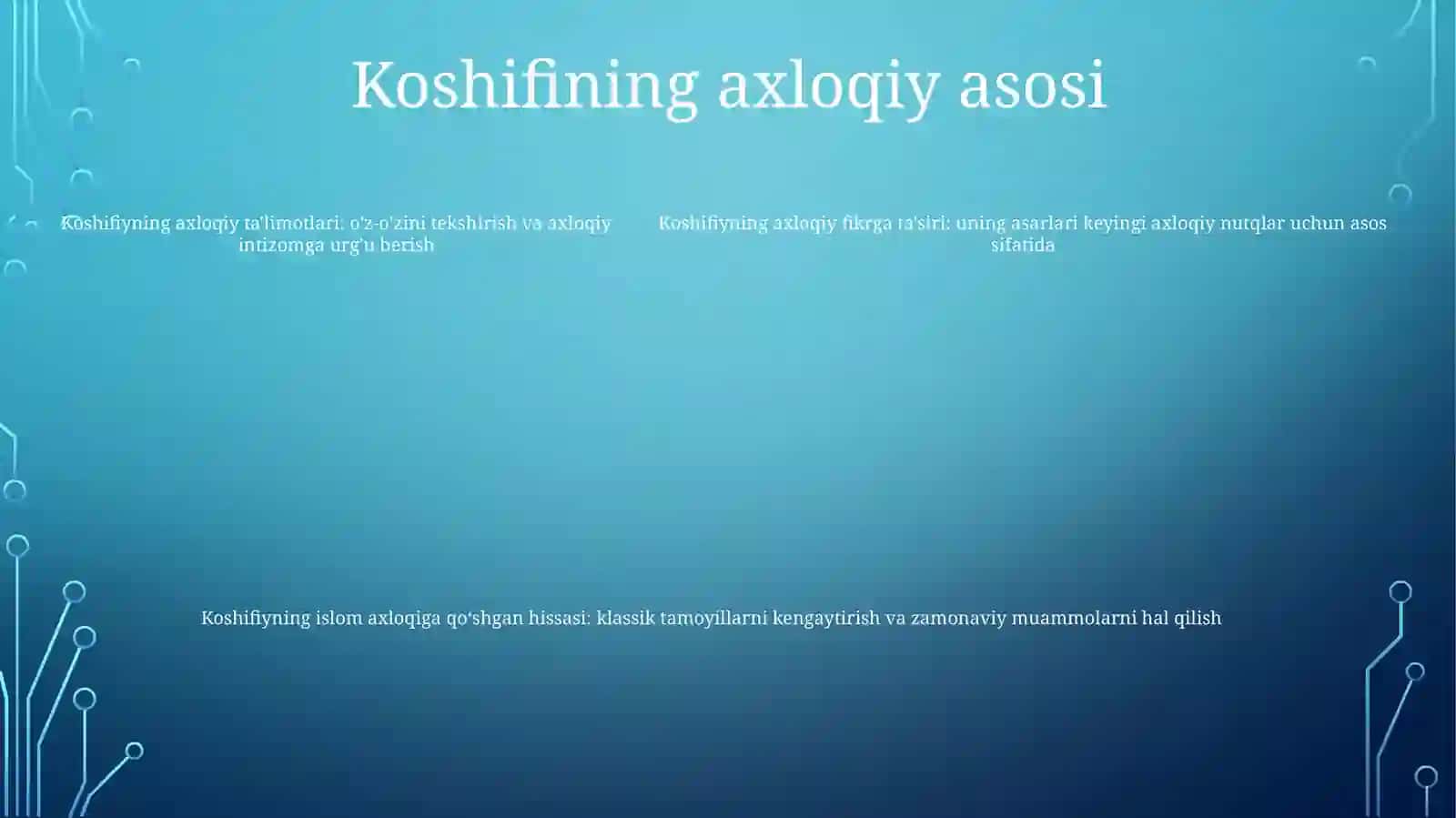 Xusayn Voiz Koshifiyning Axloq FalsafasigaQo'ShganXissasi 4