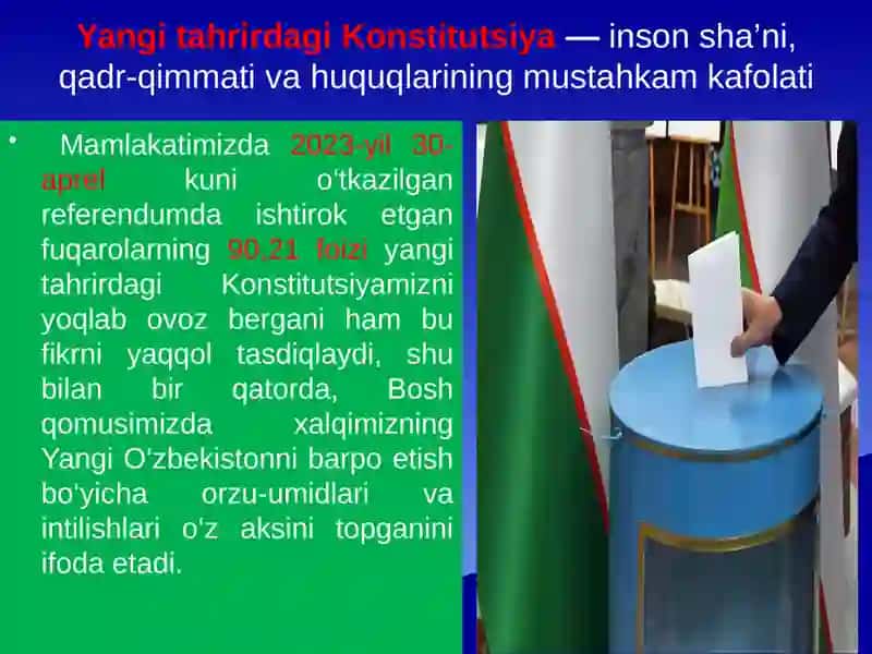 Yangi tahrirdagi Konstitutsiyaning mazmun mohiyati va qabul qilinish bosqichlari 4