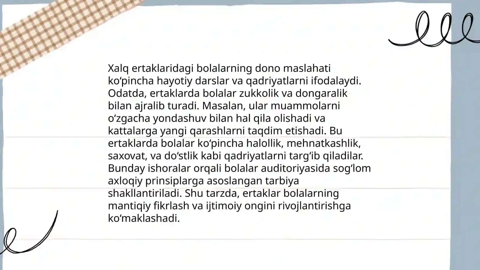 O’zbek xalq ertaklaridan bolalar haqida ertak 4