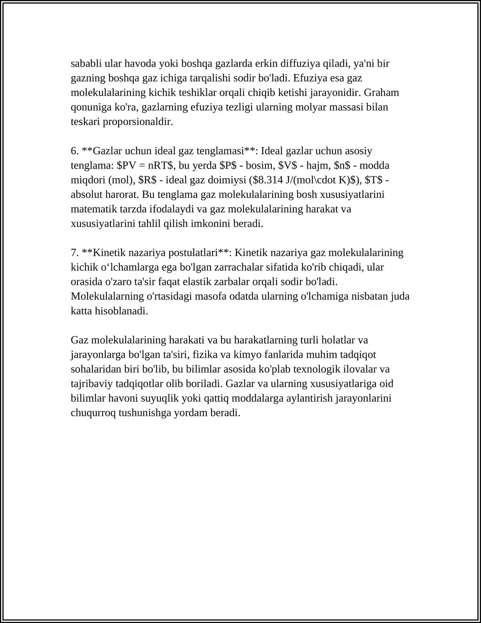 Gaz molekulalarining harakati 4