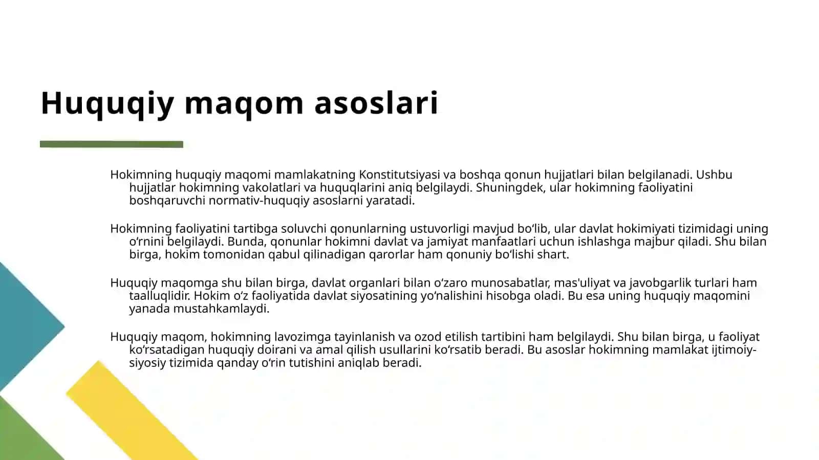 Hokimning Huquqiy Maqomi: Vakolatlari, Lavozimiga Tayinlash va Ozod Etish Tartibi 4