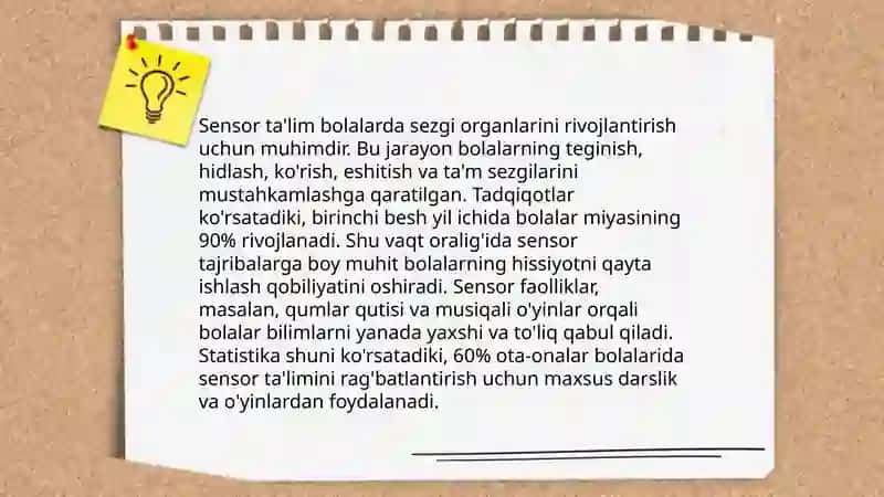 MTT da - sensor tarbiya. M. Montessori metodi haqida tushuncha 4