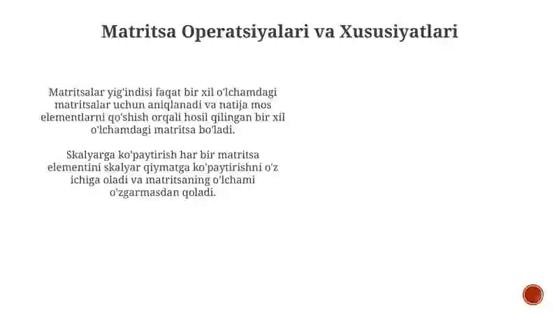 Matritsalar va Transformatsiyalar 4