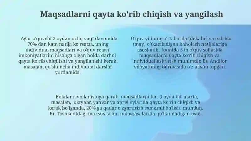 Nogiron bolalar uchun ta'lim maqsadlarini loyihalash tamoyillari 4