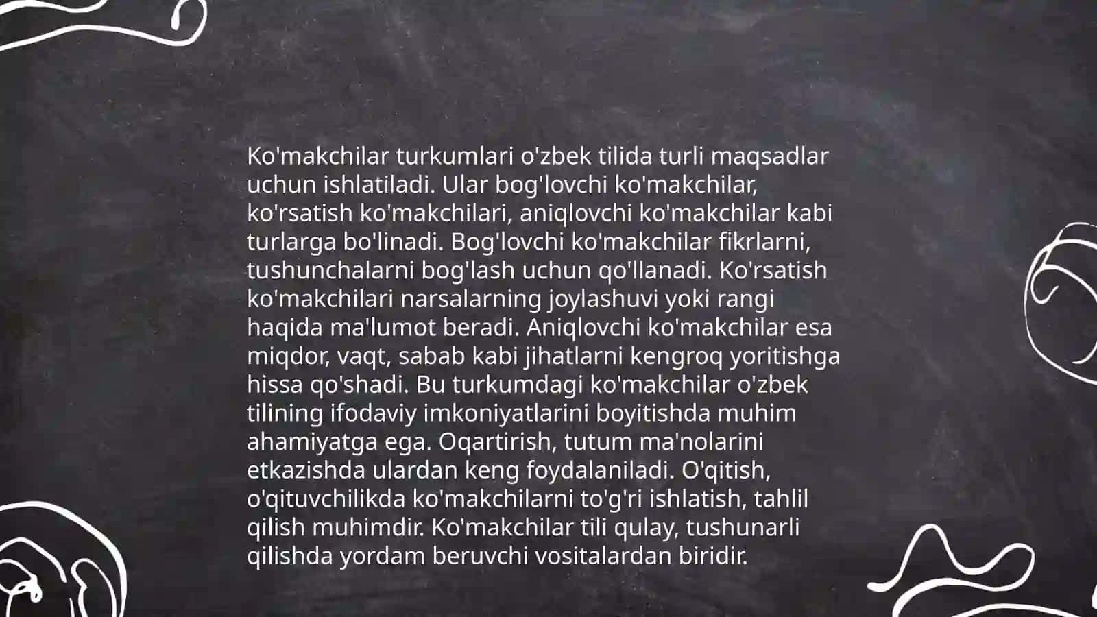 Odatiy gap tuzilishida ko'makchilarning roli 4