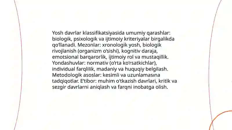 Yosh davrlari psixologiyasi. Ontogenez. Yosh davrlar klassifikatsiyasi. Rivojlanish xususiyatlari 4