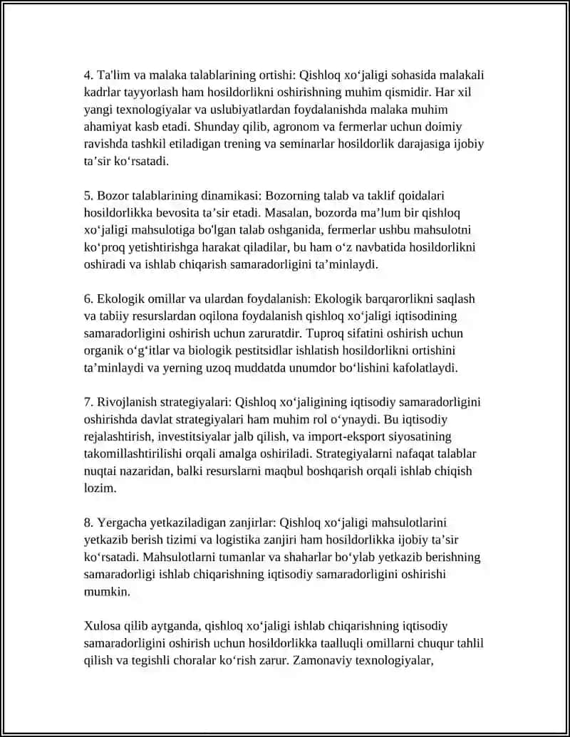 "Hosilaning iqtisodga tatbiqlari" Referat 4