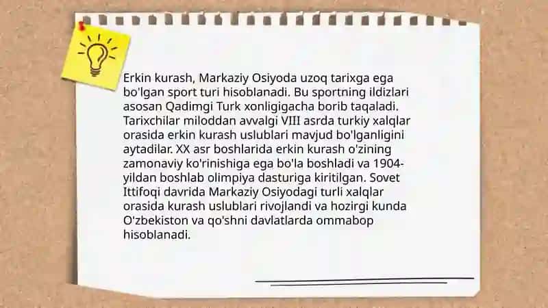 Erkin kurashning kelib chiqishi tarixi 4