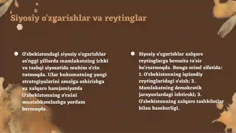 Ijtimoiy va siyosiy o'zgarishlar va xalqaro reytinglar 4