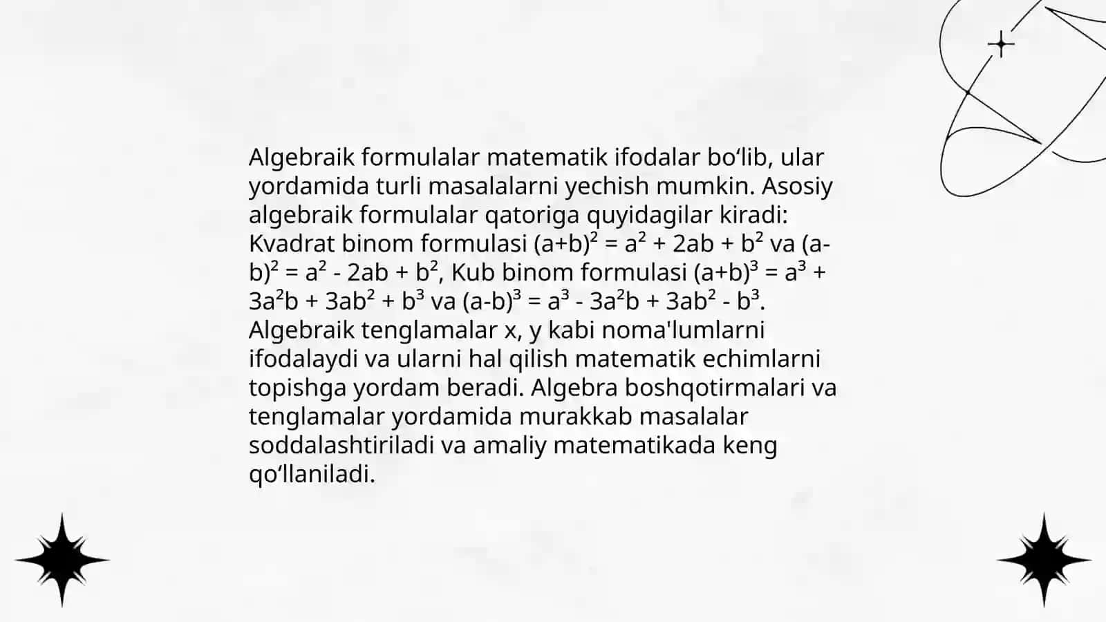 Soddalashtirilgan matematik formulalar 4