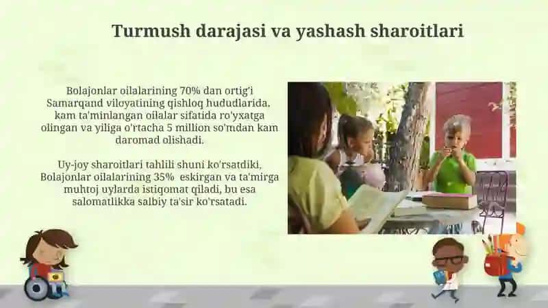 Bolajonlar uylariga borish ularning yashash sharoitini va imkoniyatlarini oʻrganish 4