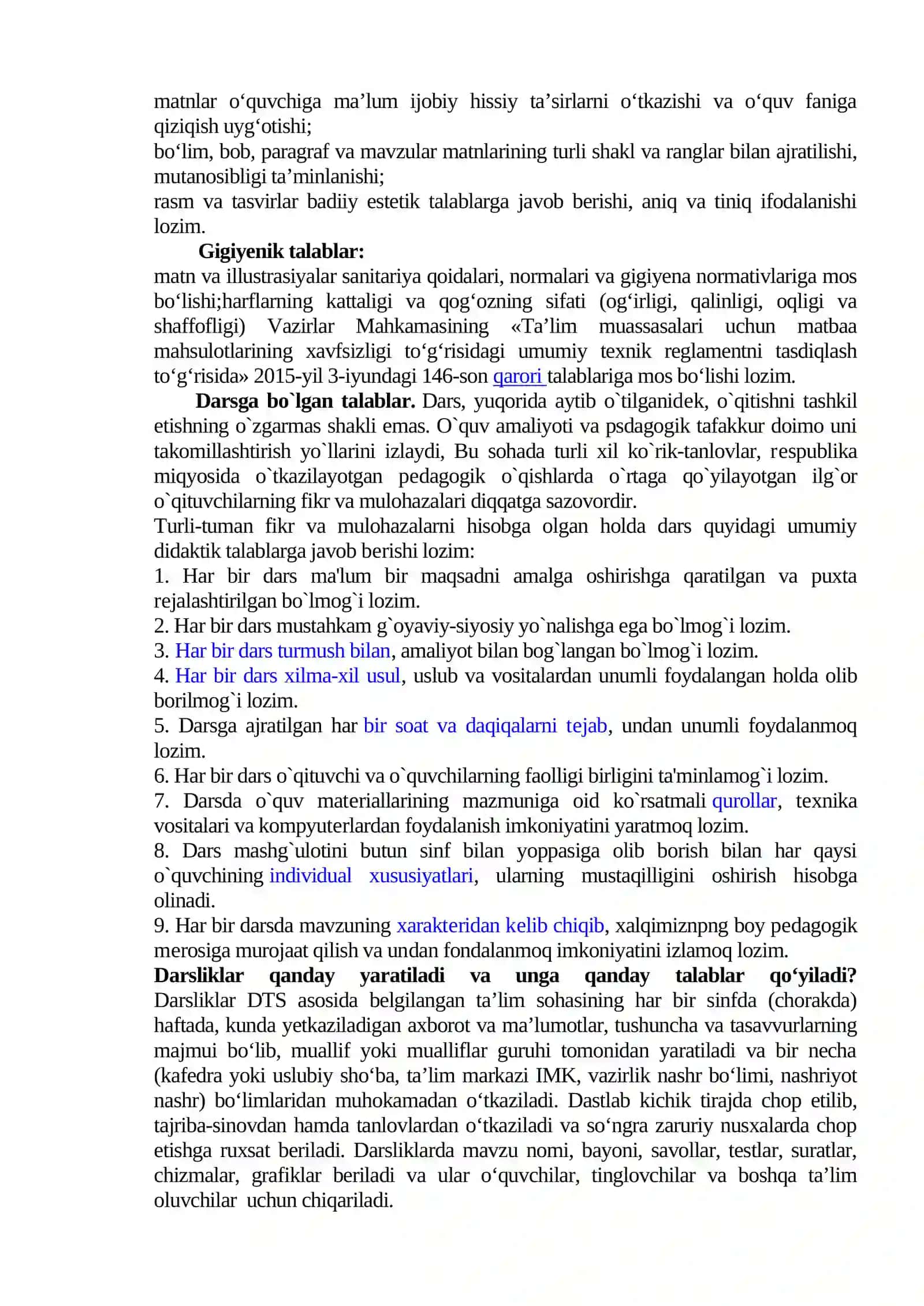 Boshlang’ich sinf darslariga qo’yiladigan talablar. Qo’llaniladigan o’quv vositalari va ularning vazifalari.Boshlang’ich sinf darsligi va qo’shimcha qo’llanmalar 4