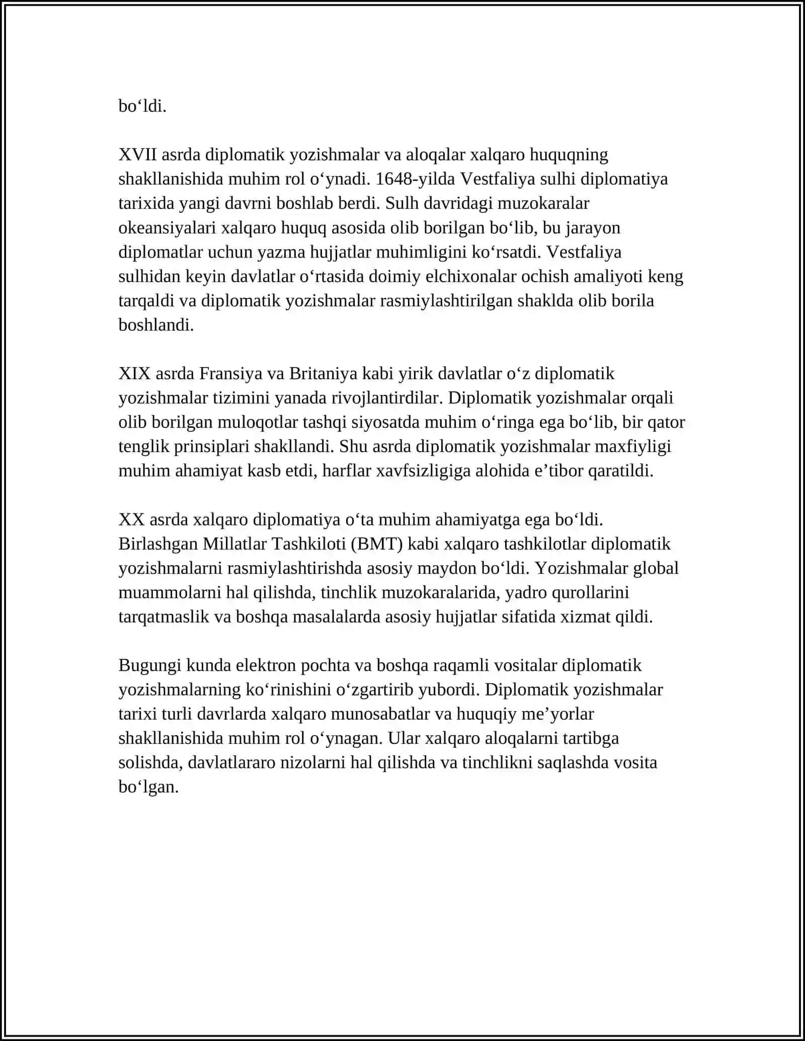 DIPLOMATIK YOZISHMALAR VA ULARNING XUSUSIYATLARI 4