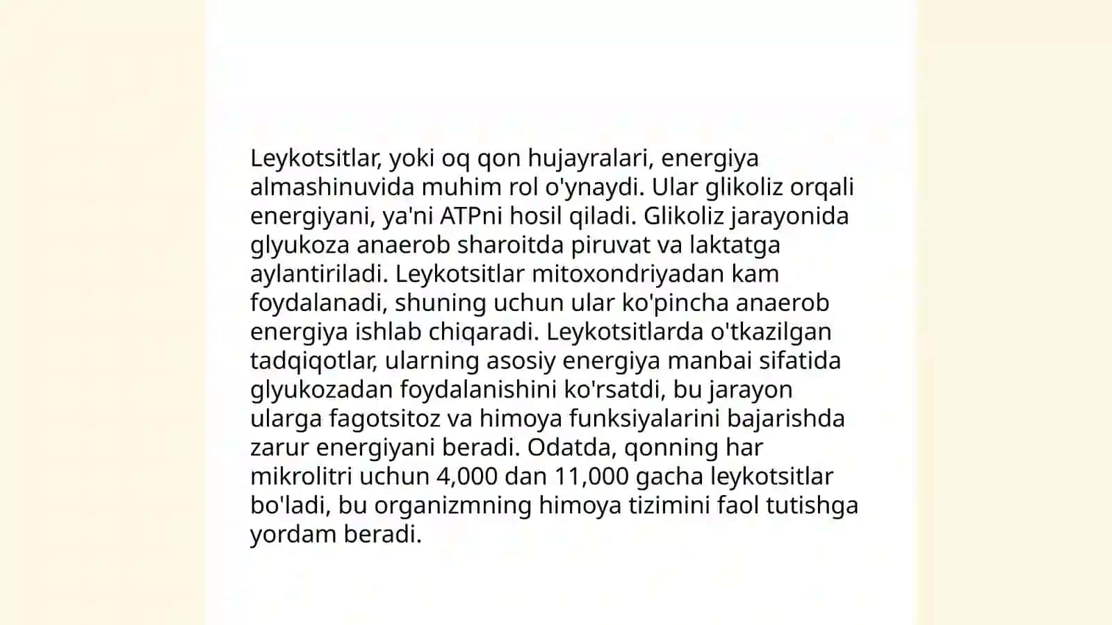 Leykositlar metabolizmi va ularning vazifalari 4