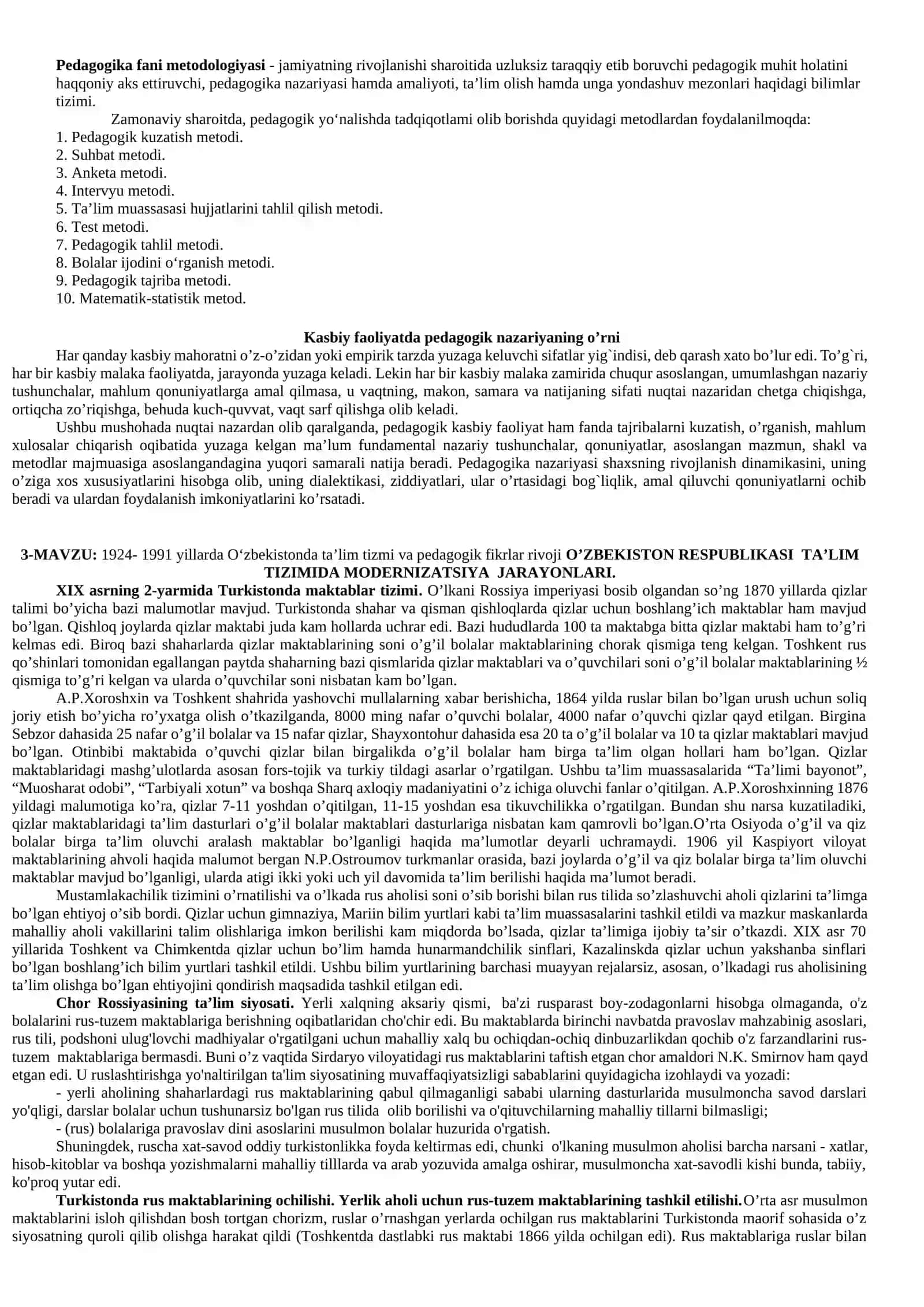 PEDAGOGIKA FANINING PREDMETI, TADQIQOT METODLARI 4