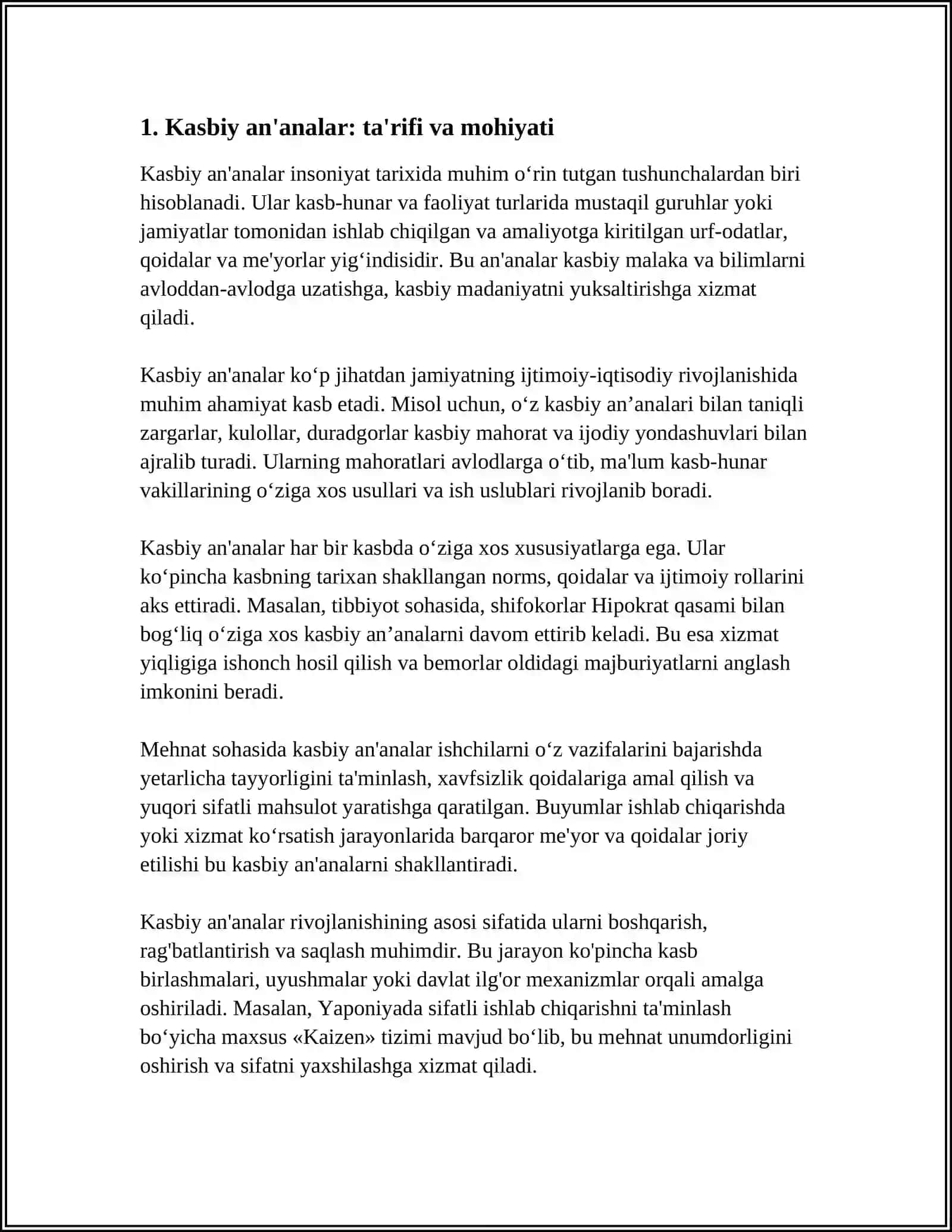 KASBIY AN'ANALAR VA UNING SHAKILLANISHI 4
