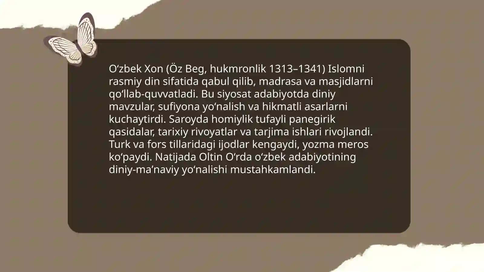 Oltin Oʻrda (XIII–XIV asrlar) adabiyoti 4