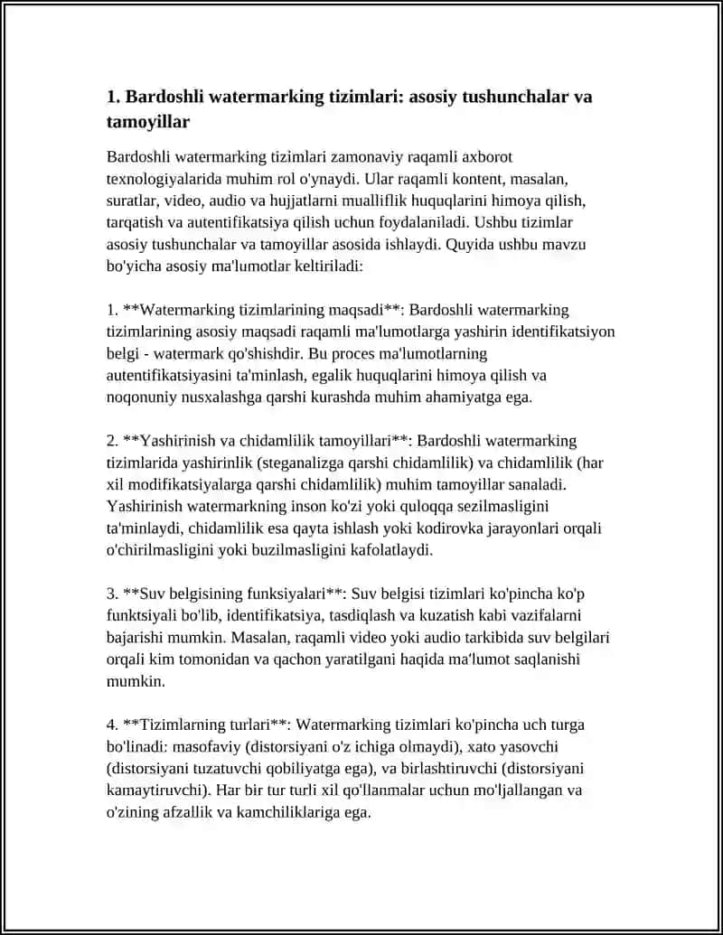 BARDOSHLI WOTERMERKING TIZIMLARNI QURISH USULLARI 4