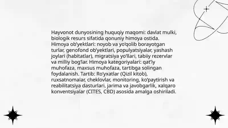 Hayvonot dunyosi va muhofaza etiladigan tabiiy hududlarning huquqiy ekologik tartibi tushunchasi 4