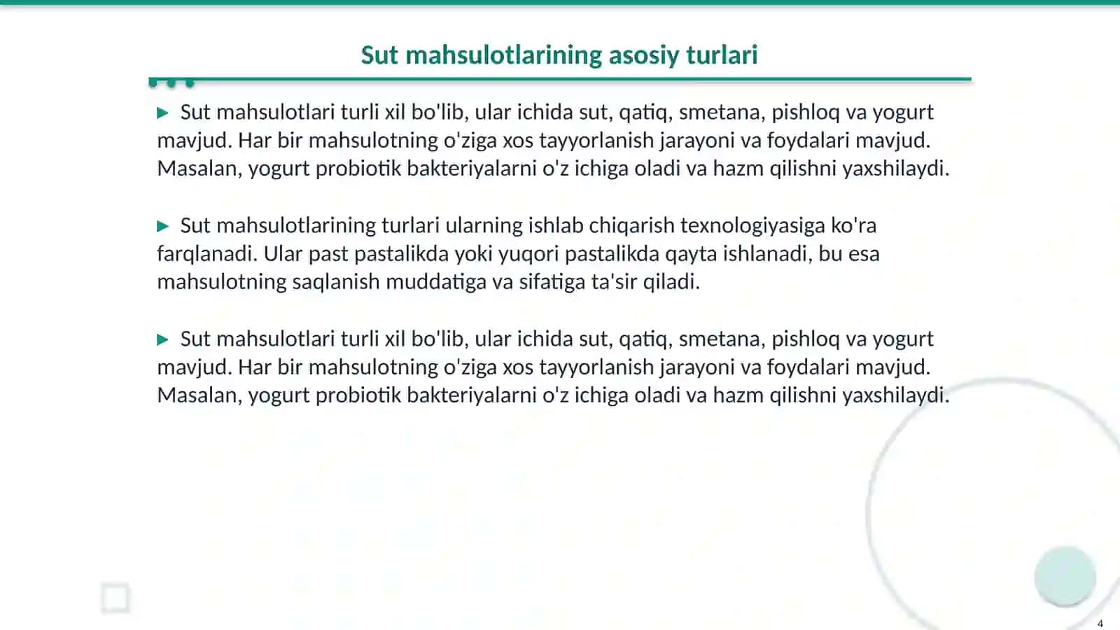 Sut va sut mahsulotlari,tuxum mekrabiologiyasi 4