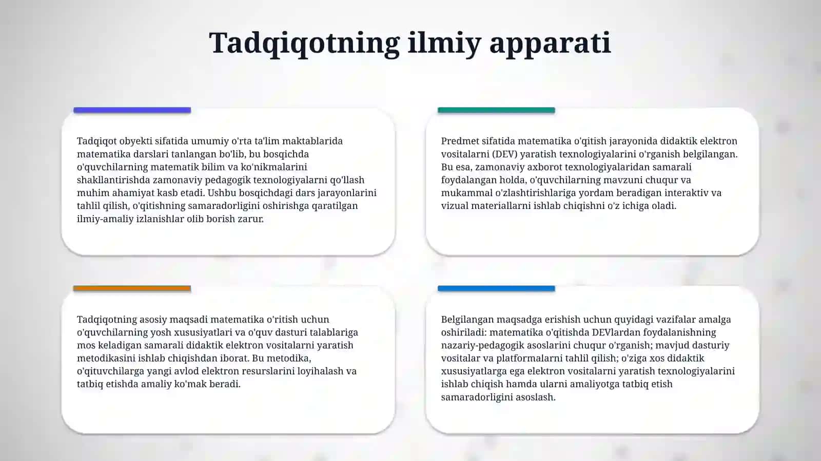 Matematika darslarida o'qitishning didaktik elektron vositalarini yaratish texnologiyalari 4