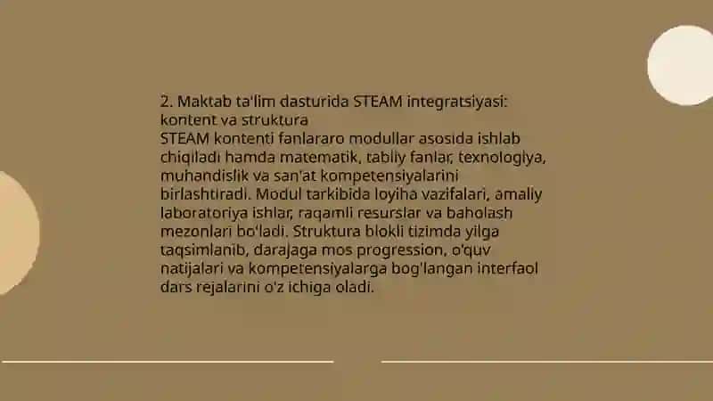 STEAM integratsiyalashgan talim tizimi 4
