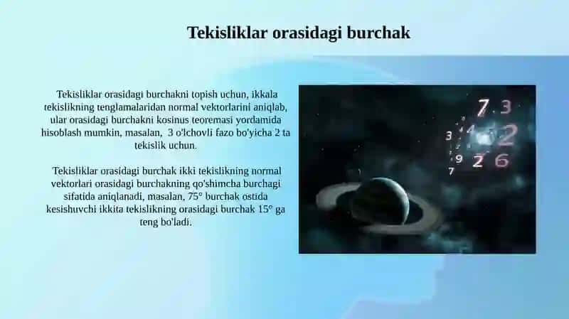 Uch nuqtadan o'tuvchi tekislik tenglamasi 4