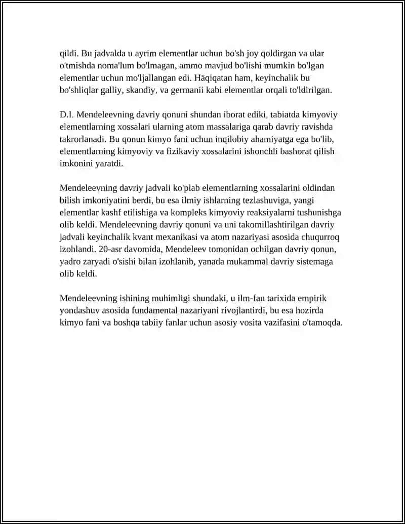 ELEMENTLAR DAVRIY SISTEMASI VA DAVRIY QONUN 4