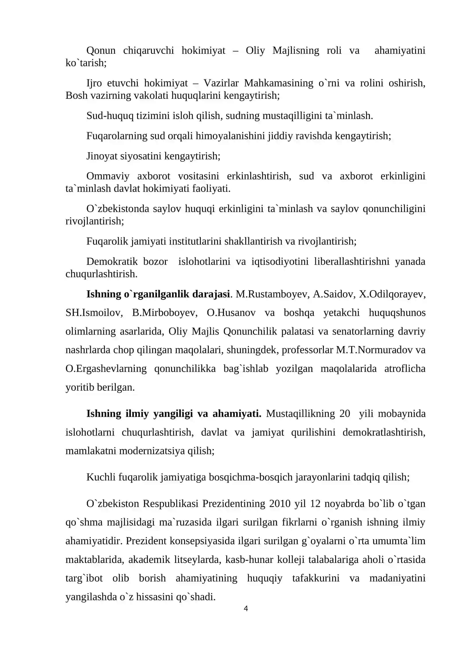 O`zbekistonda demokratik islohatlarni chuqurlashtirishning ustuvor yо`nalishlari 4
