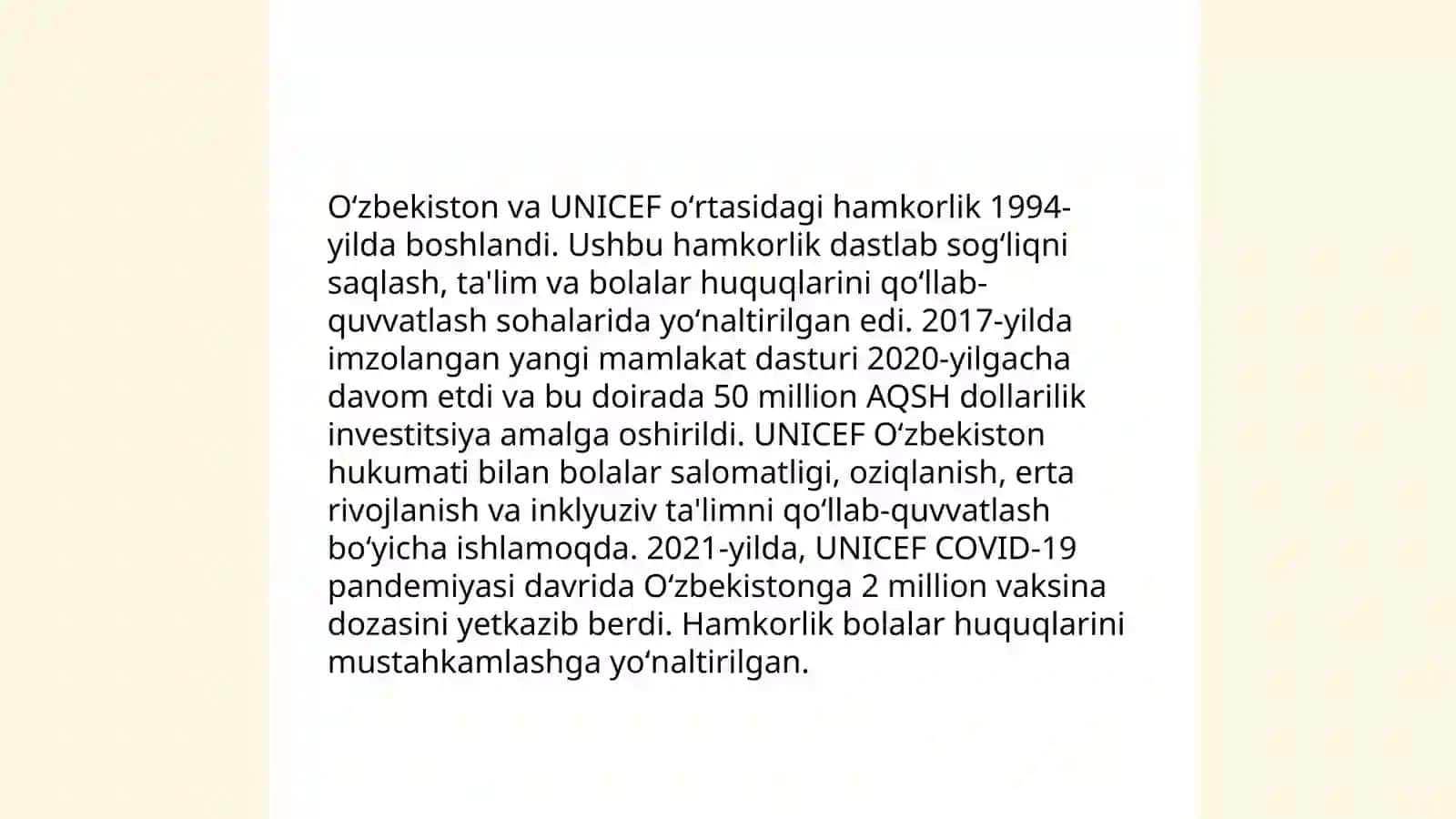 Oʻzbekistoning UNESCO va UNICEFga qabul qilinishi 4
