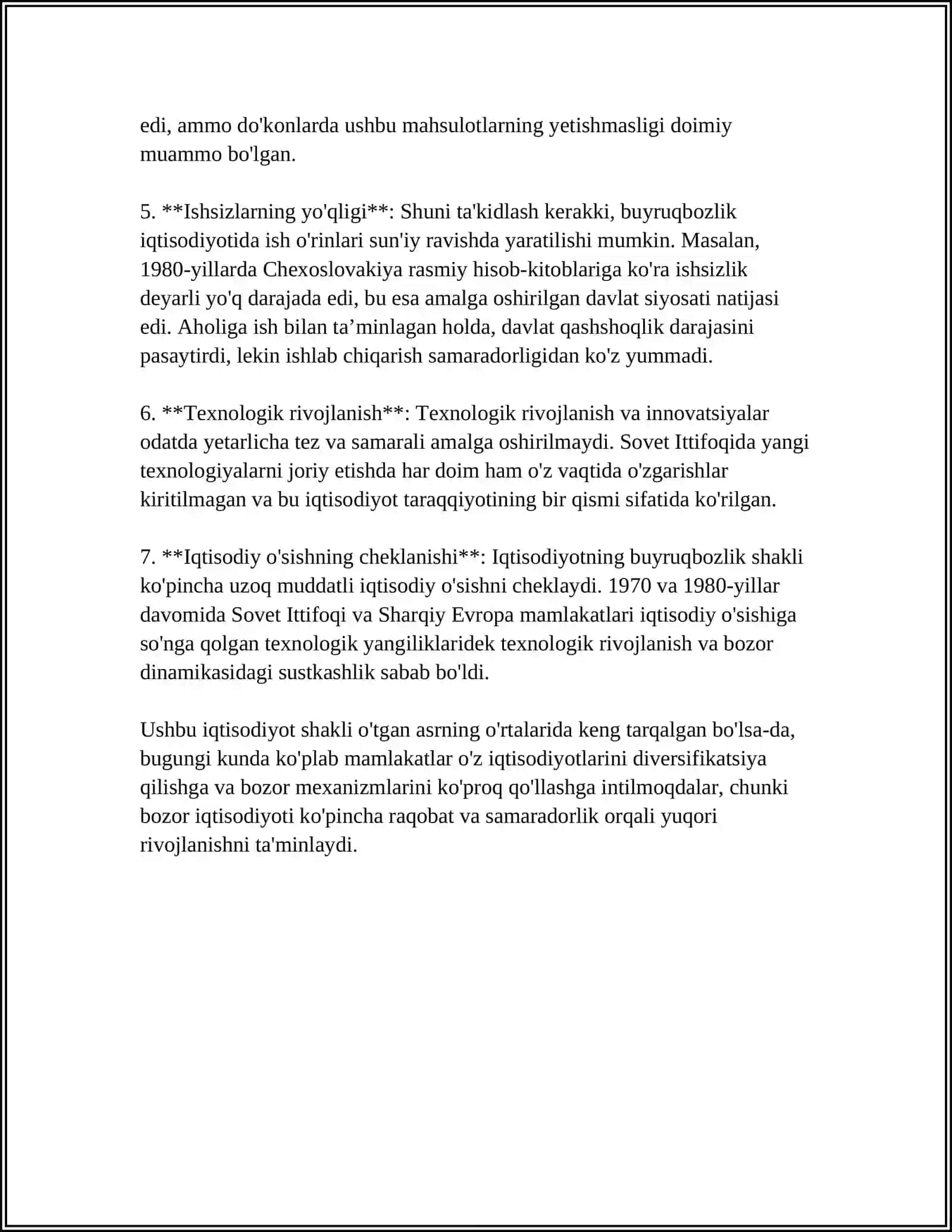 BUYRUQBOZLIK IQTISODIYOTNING NORMALARI 4