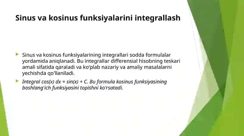 Trigonometrik va ba'zi irratsional funksiyalarni integrallash. 4