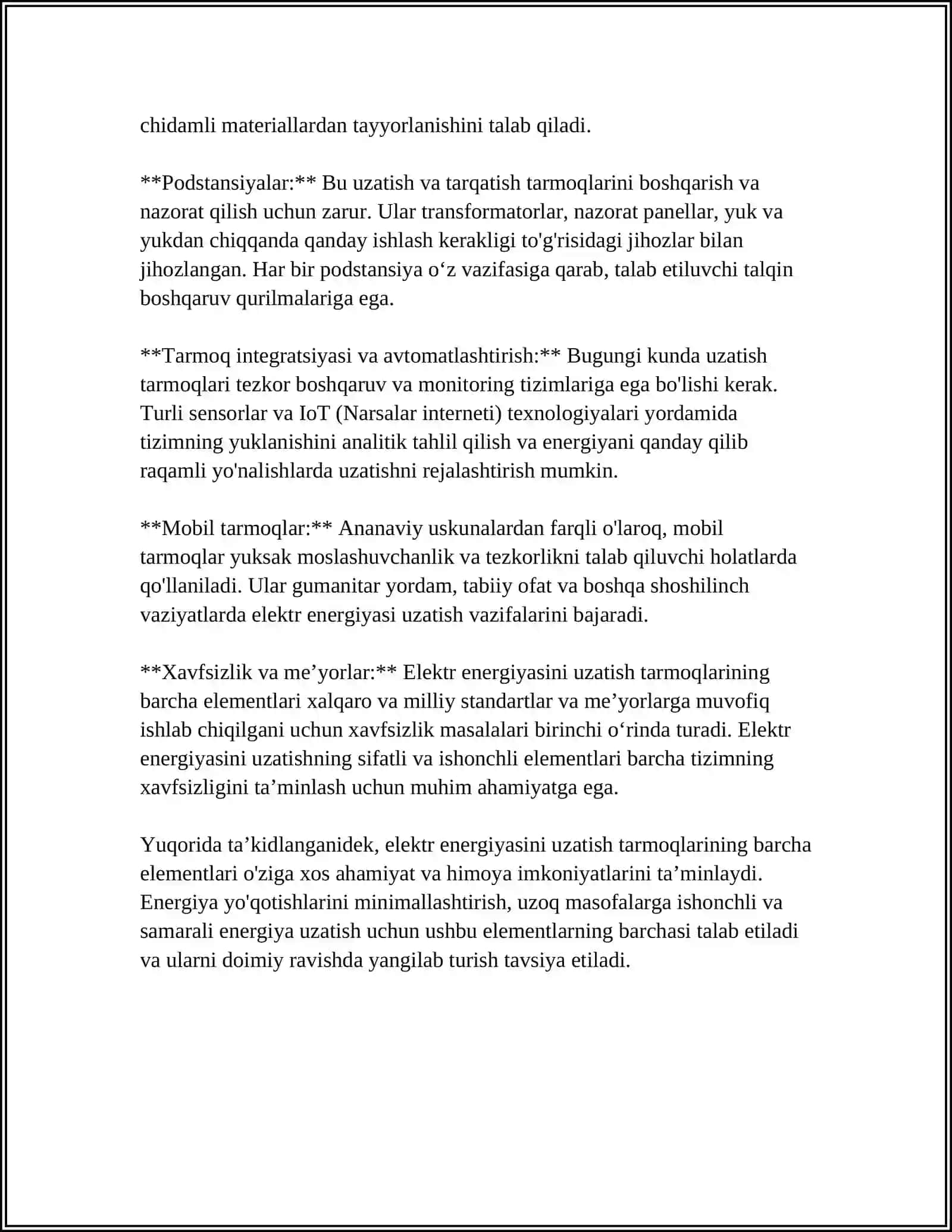 ELEKTR MARKAZLASHTIRISH TIZIMLARINING YANGI ELEMENTLARI VA BO'G'INLAR 4