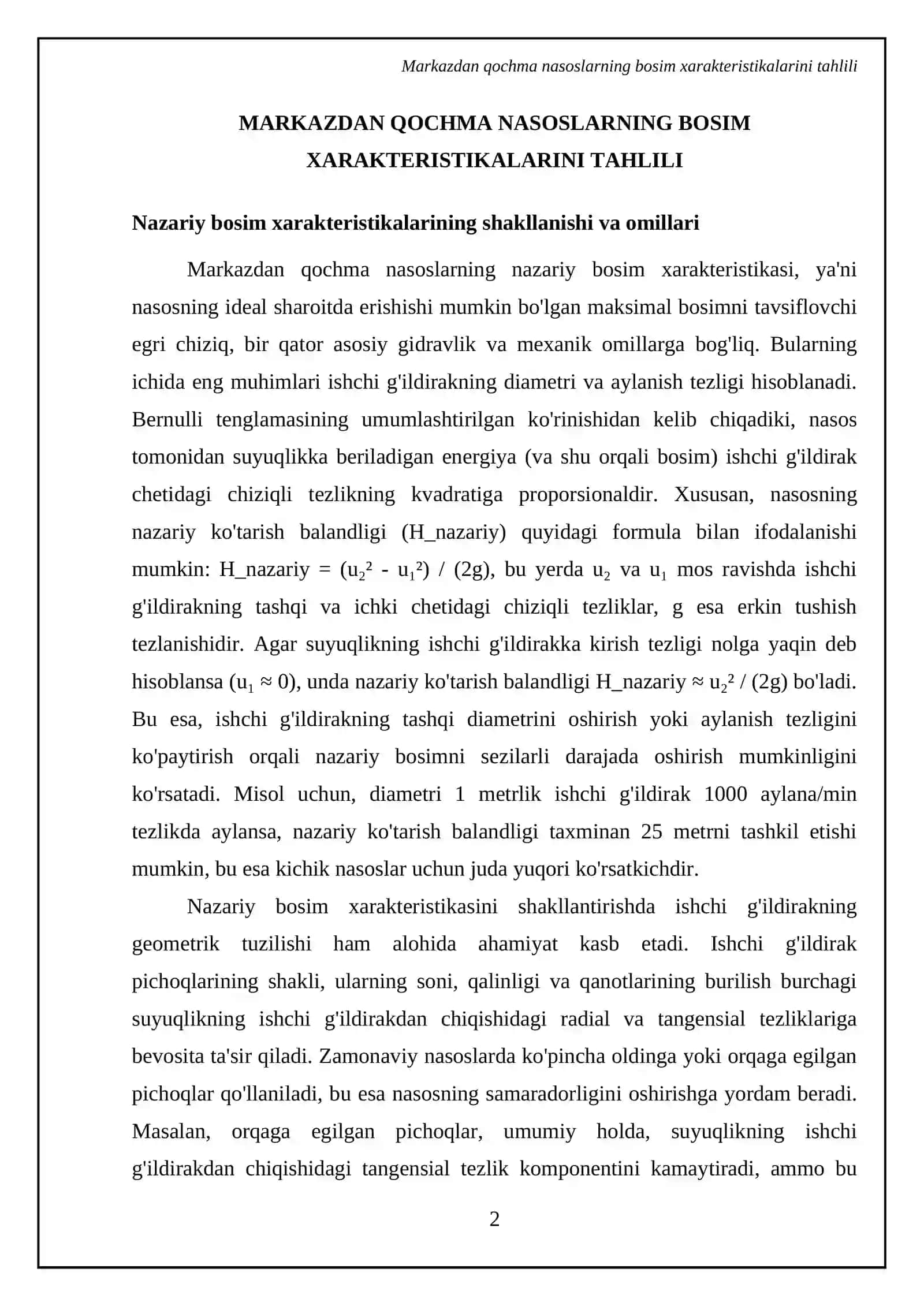 Markazdan qochma nasoslarning xarakteristikalari 4