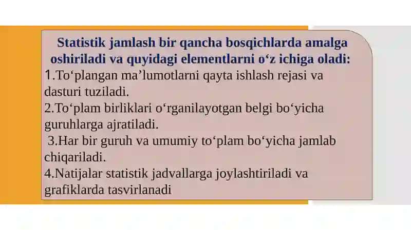 Statistik jamlash va guruhlash, o‘rtacha miqdorlar 4